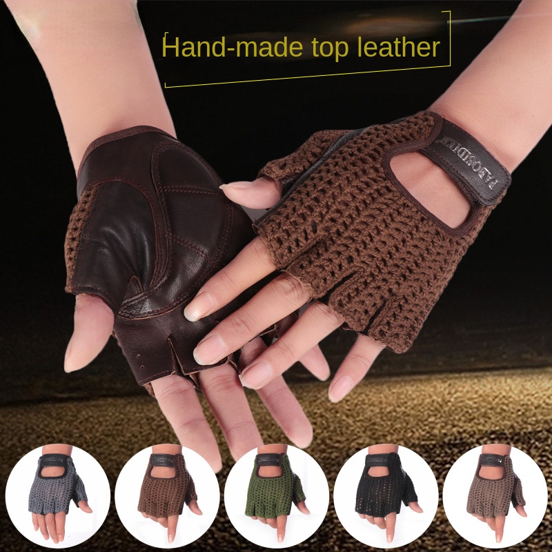 유니섹스 여름 반장갑 레트로 소가죽 장갑 빈티지 바이커 - Leather Driving Glove 리뷰 및 가격